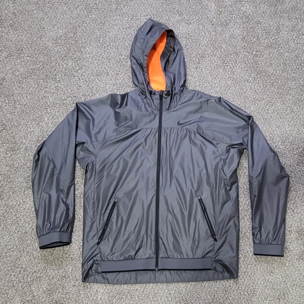 FINAL PRICE NWOT Mens Nike DriFit Gray w/ Orange Windbreak FullZip Jacket Large
